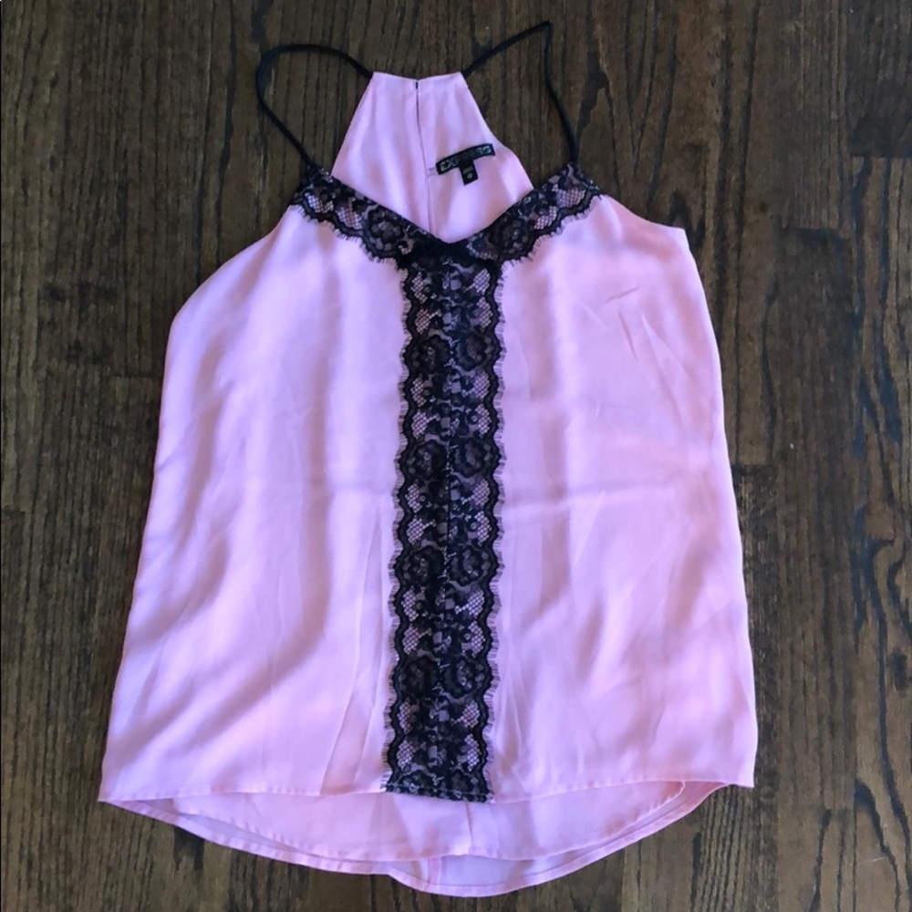 Express Barcelona Tank-size XS. Pink w/ black lace - Picture 1 of 2